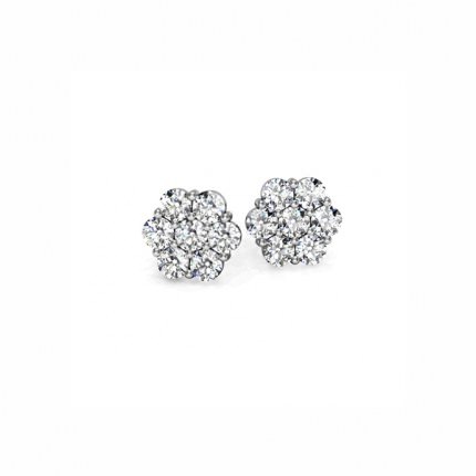 Diamond Earrings White Gold 1791 Brilliant Cluster Earrings