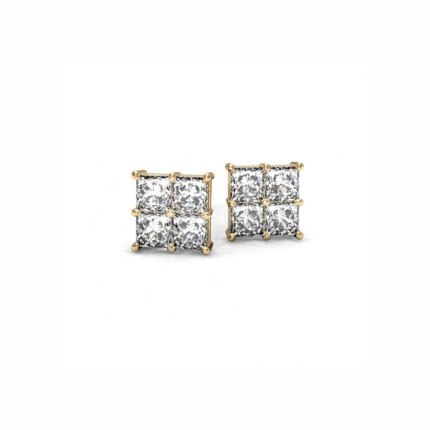 Diamond Earrings Princess Cluster Earrings