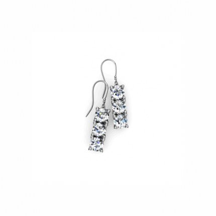 Diamond Earrings White Gold Trio Drop Earrings- 2ctw