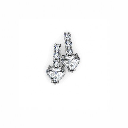 Diamond Earrings Platinum 950 Heart Drop Earrings-2ctw