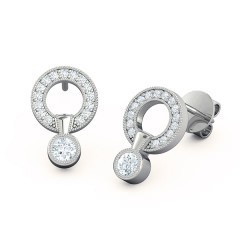 Diamond Earrings Platinum 950 Cluster Drop
