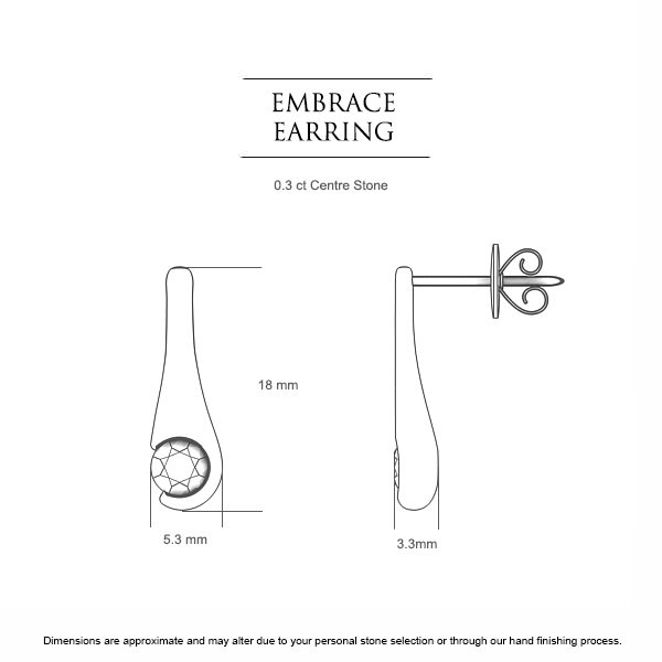 Diamond Earrings White Gold Embrace - Dimensions