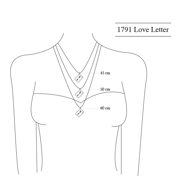 Necklaces 9kt White Gold Plain Letter - Dimensions