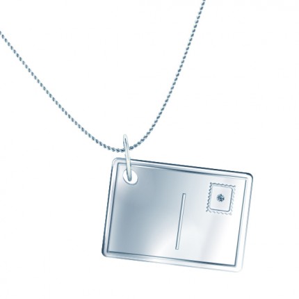 Necklace 9kt White Gold Diamond Stamp Letter - Side View