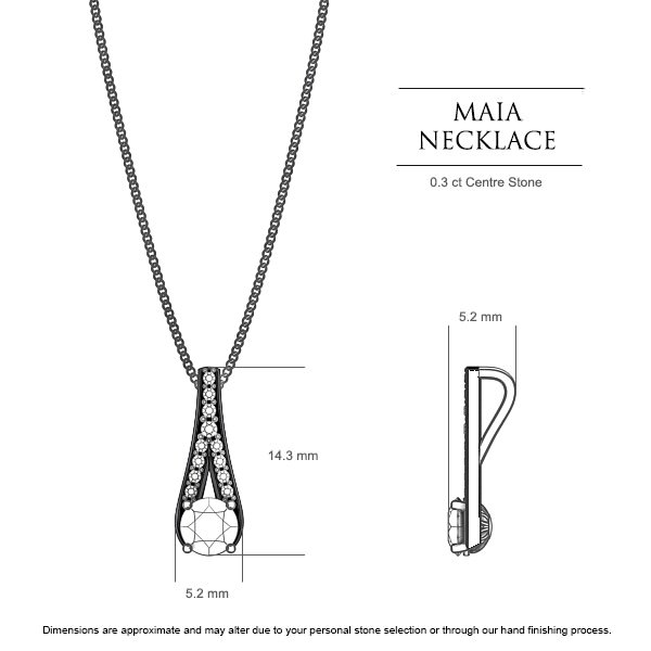 Diamond Necklaces White Gold Maia - Dimensions