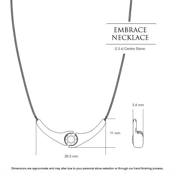 Diamond Necklaces White Gold Embrace - Dimensions