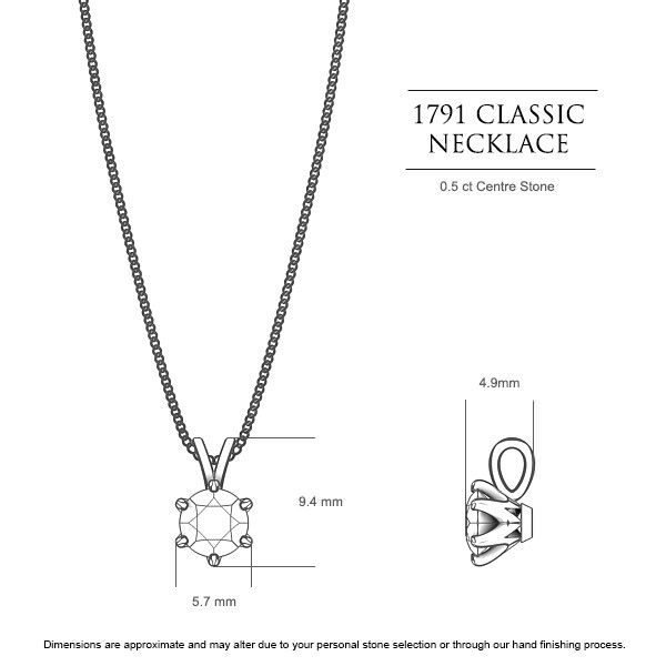 Diamond Necklaces Platinum 950 1791 Classic - Dimensions