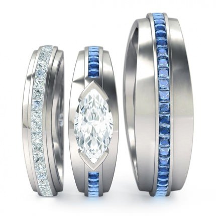Marquise s Platinum 950 Deep Blue Matching Set