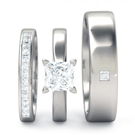 Princess Matching Sets Platinum 950 Princess Solitaire