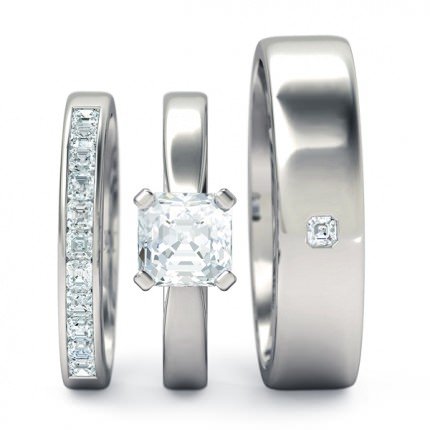 Asscher s White Gold Splendente Matching Set