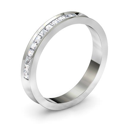 Wedding Band White Gold Concave Princess Band - Main View