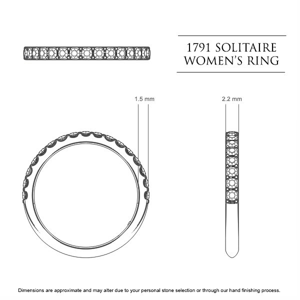Wedding Bands Platinum 950 1791 Classic Women's - Dimensions