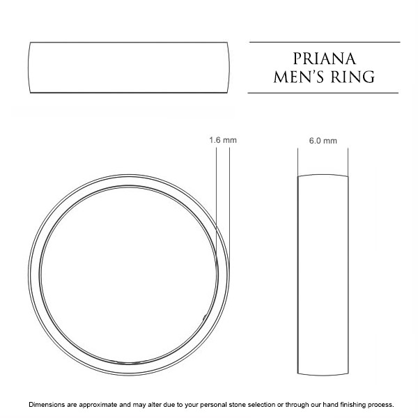Wedding Bands Platinum 950 Priana Men's - Dimensions