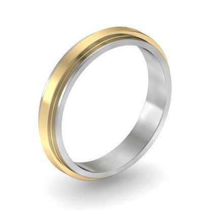 White Gold Two-Tone Stepped Wedding Band - Main View