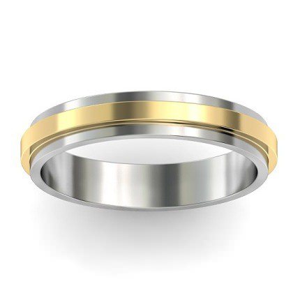  White Gold Two-Tone Stepped Wedding Band