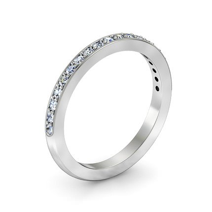 White Gold Millgrain Wedding Band - Main View