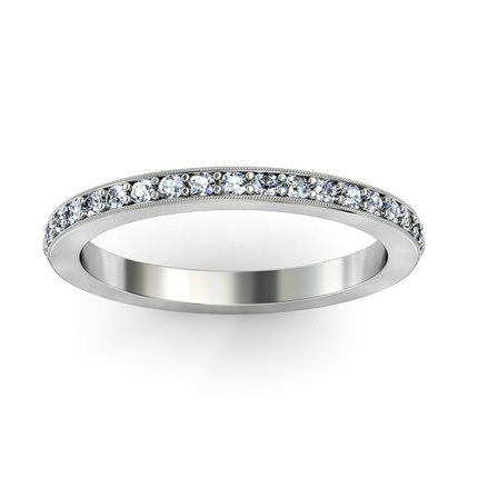  White Gold Millgrain Wedding Band