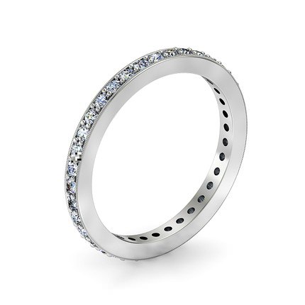 White Gold Full Millgrain Wedding Band - Main View
