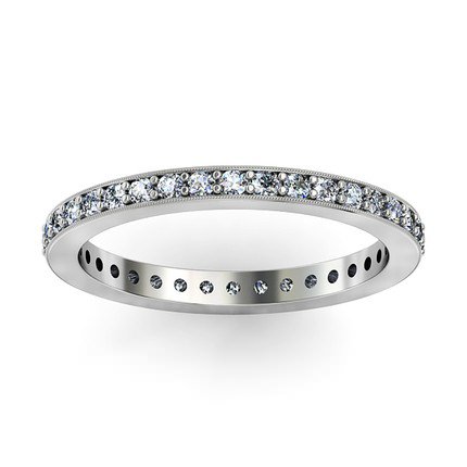  White Gold Full Millgrain Wedding Band