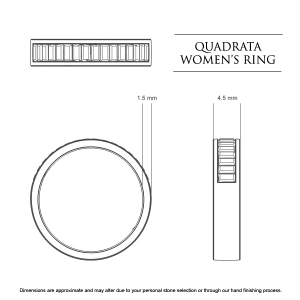 Wedding Bands White Gold Quadrata Women's - Dimensions