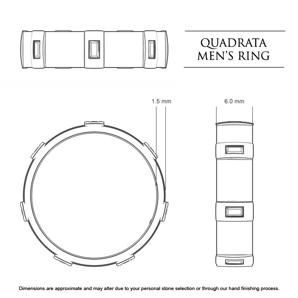 Wedding Bands Platinum 950 Quadrata Men's - Dimensions