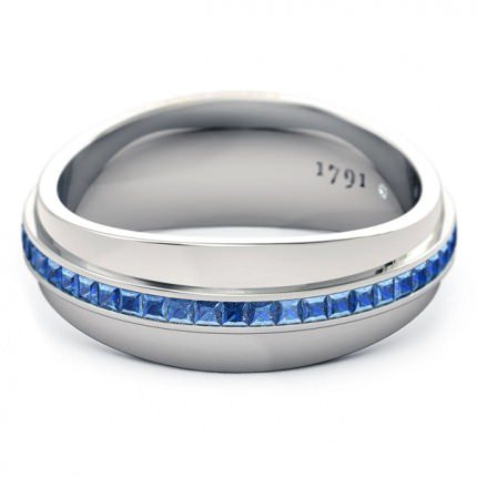Wedding Bands White Gold Deep Blue Men's