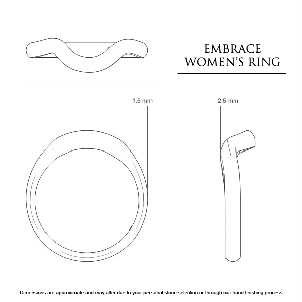 Wedding Bands Platinum 950 Embrace Women's - Dimensions