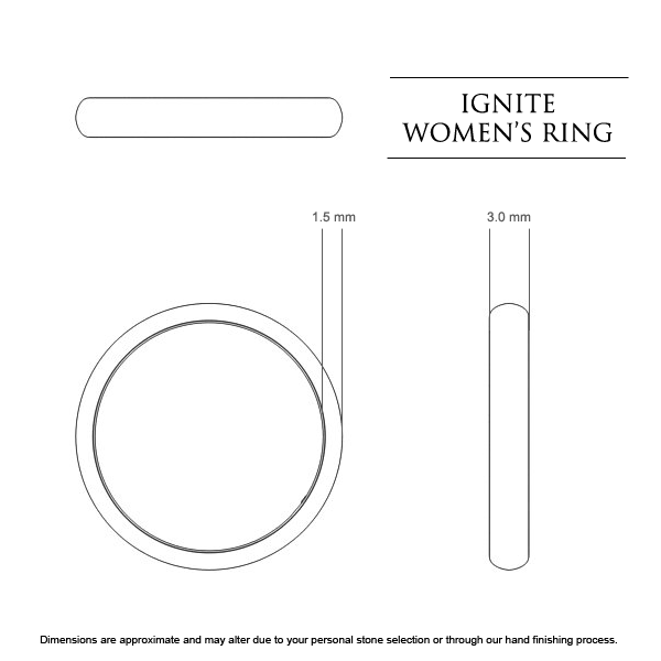 Wedding Bands Ignite Women's - Dimensions