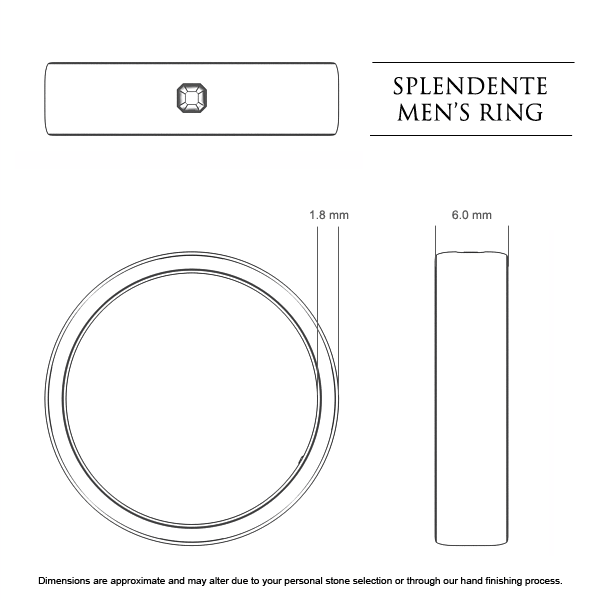 Wedding Bands Platinum 950 Splendente Men's - Dimensions