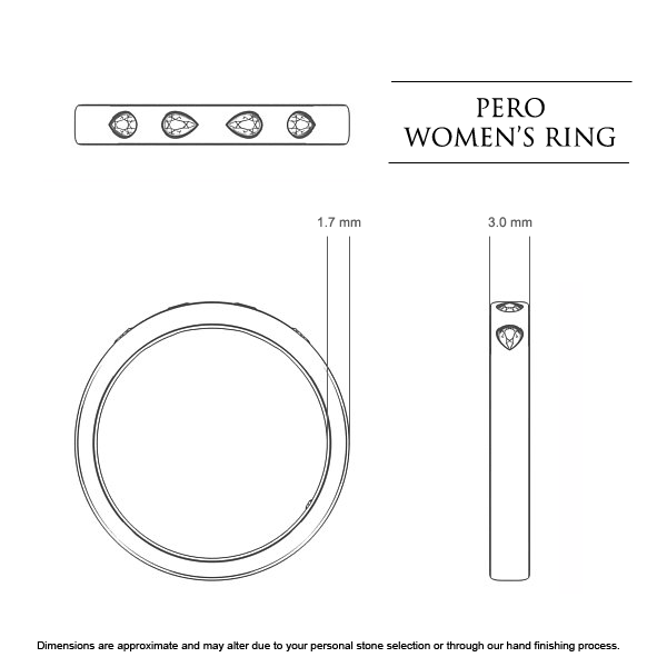 Wedding Bands Platinum 950 Pero Women's - Dimensions