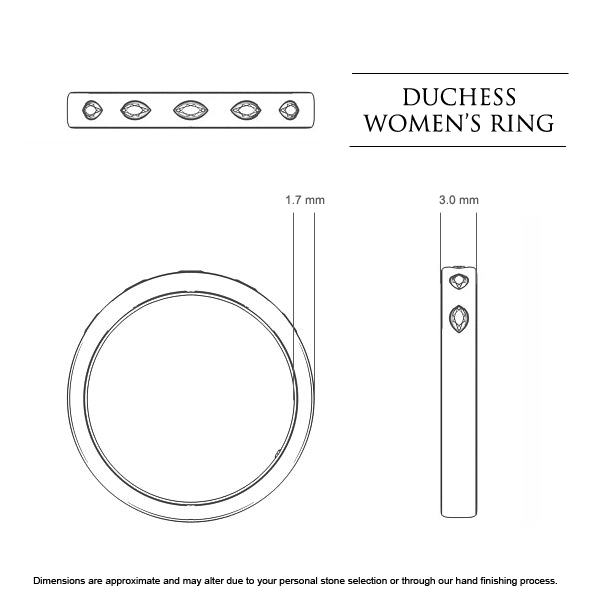 Wedding Bands Platinum 950 Duchess Women's - Dimensions