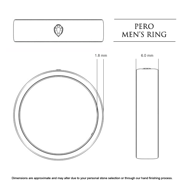 Wedding Bands Platinum 950 Pero Men's - Dimensions