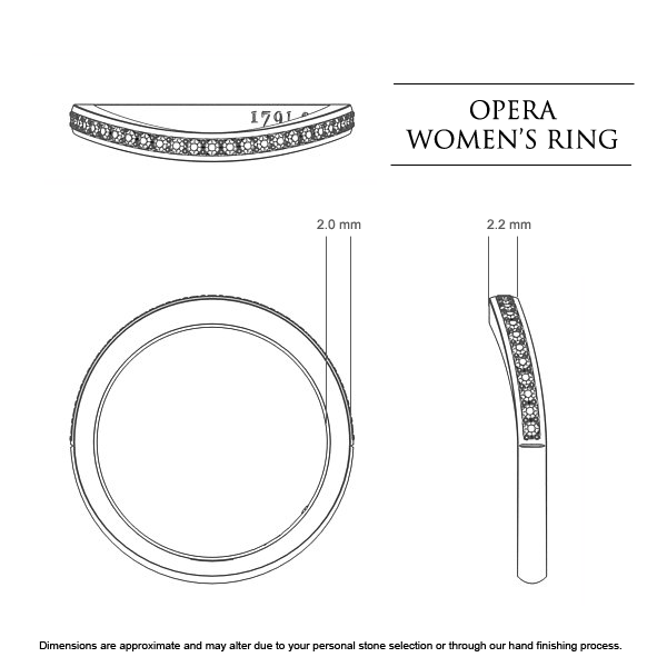 Wedding Bands Platinum 950 Opera Women's - Dimensions