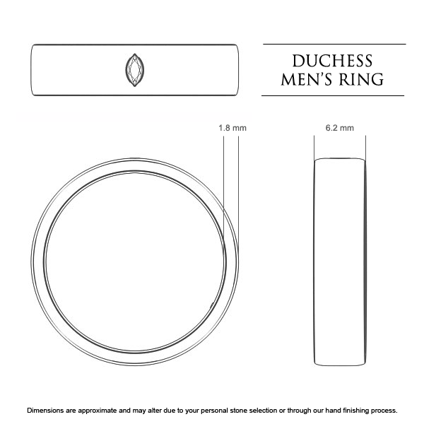 Wedding Bands Platinum 950 Duchess Men's - Dimensions