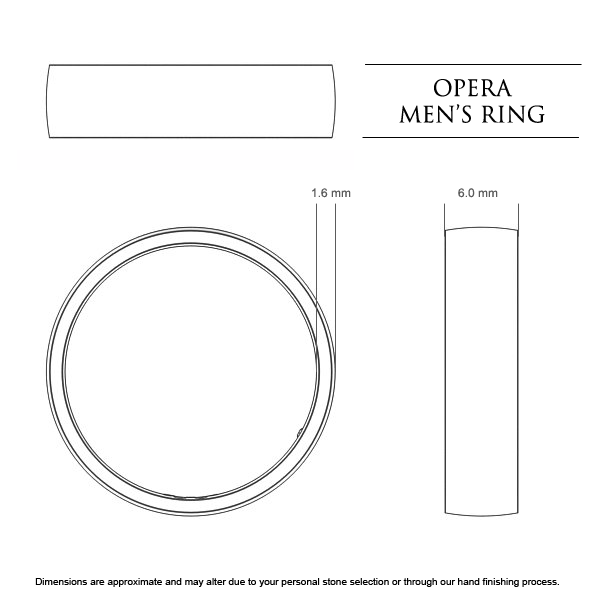 Wedding Bands White Gold Opera Men's - Dimensions