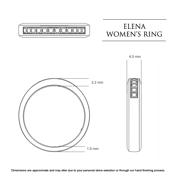 Wedding Bands White Gold Elena Women's - Dimensions