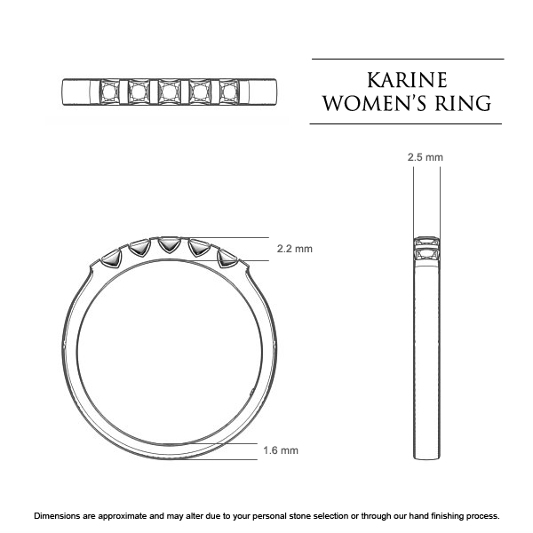 Wedding Bands Platinum 950 Karine Women's - Dimensions