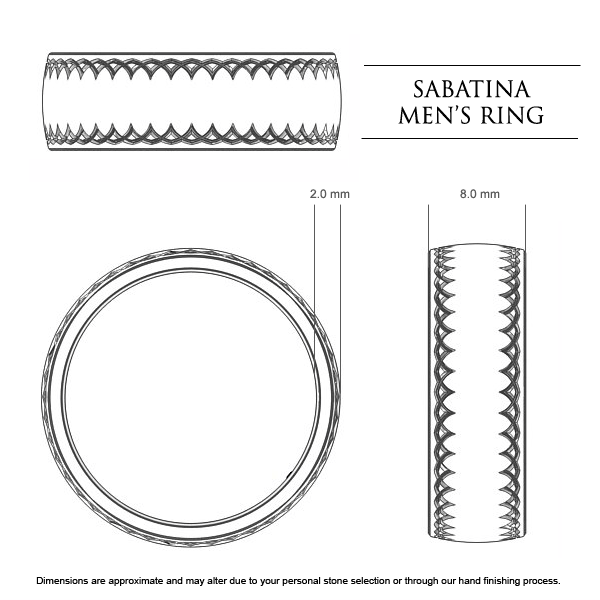Wedding Bands Sabatina Men's - Dimensions