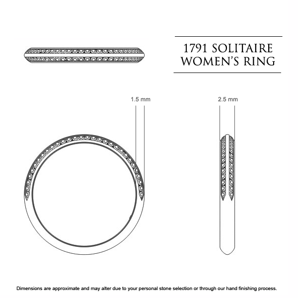 Wedding Bands Platinum 950 1791 Solitaire Women's - Dimensions