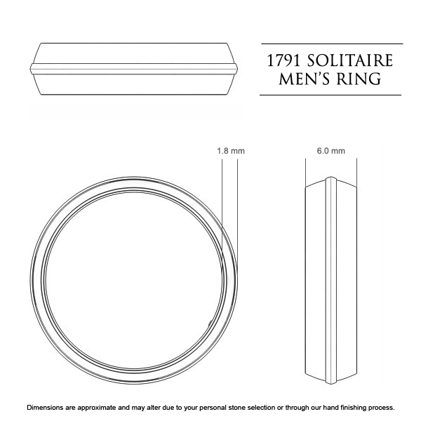 Wedding Bands 1791 Solitaire Men's - Dimensions