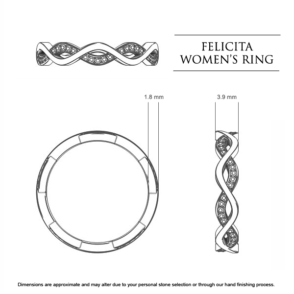 Wedding Bands White Gold Felicita Women's - Dimensions
