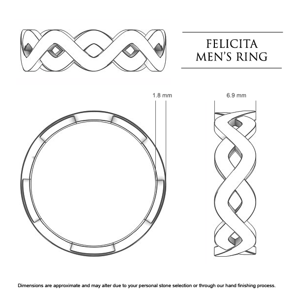Wedding Bands Felicita Men's - Dimensions