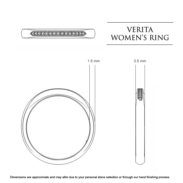 Wedding Bands White Gold Verita Women's - Dimensions