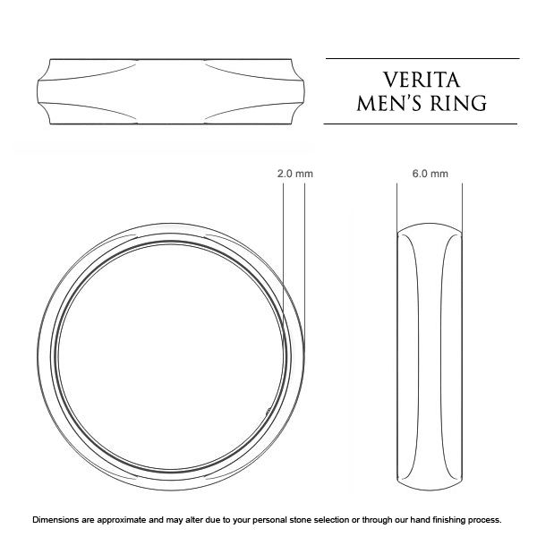 Wedding Bands White Gold Verita Men's - Dimensions