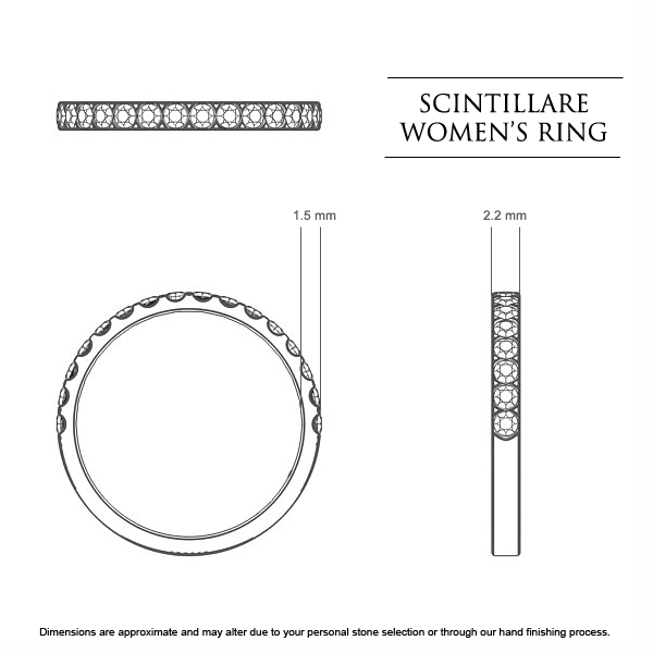 Wedding Bands Platinum 950 Scintillare Women's - Dimensions