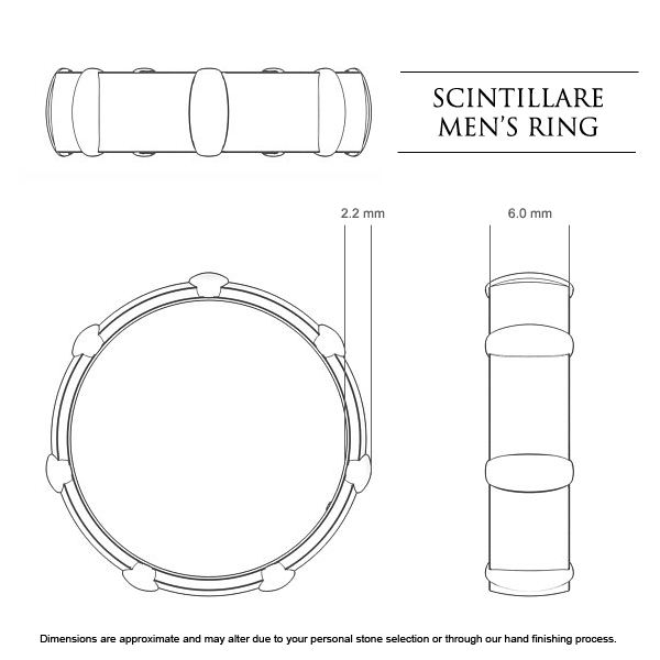 Wedding Bands Scintillare Men's - Dimensions