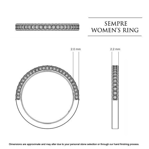 Wedding Bands White Gold Sempre Women's - Dimensions