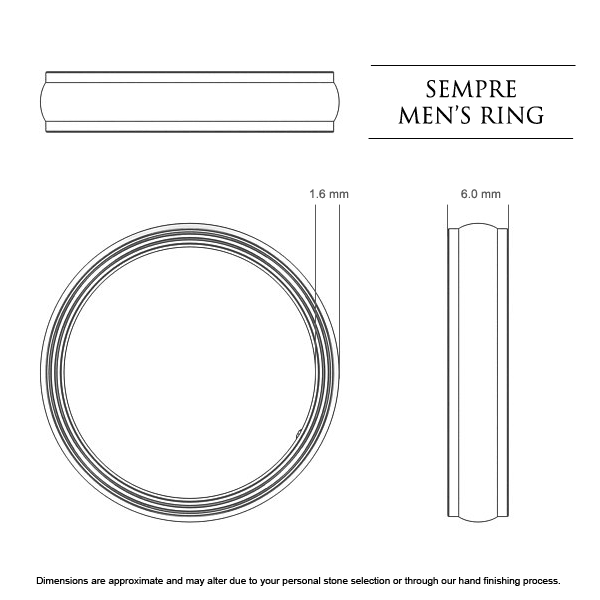 Wedding Bands White Gold Sempre Men's - Dimensions