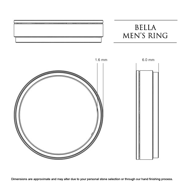 Wedding Bands Bella Men's - Dimensions
